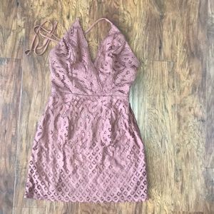 Windsor brown tan dress open back lace